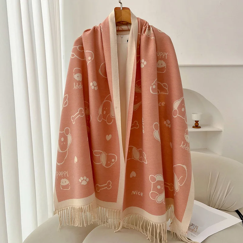 Luxury Brand Cashmere Women Animal Scarf Winter Warm Shawl and Wrap Bandana Pashmina Female Foulard Square Thick Blanket Poncho