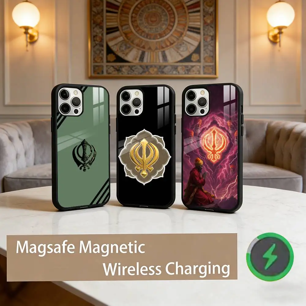 

Sikh Khanda S-Sikhism Phone Case For iPhone17,16,15,14,13,12,11 Plus,Pro Max Magnetic For Magsafe Wireless Charging