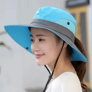 Women's Outdoor Large Brim Ponytail Fishing Hat with Quick Drying and Sun Protection, Perfect for Beach Traveling and Cycling
