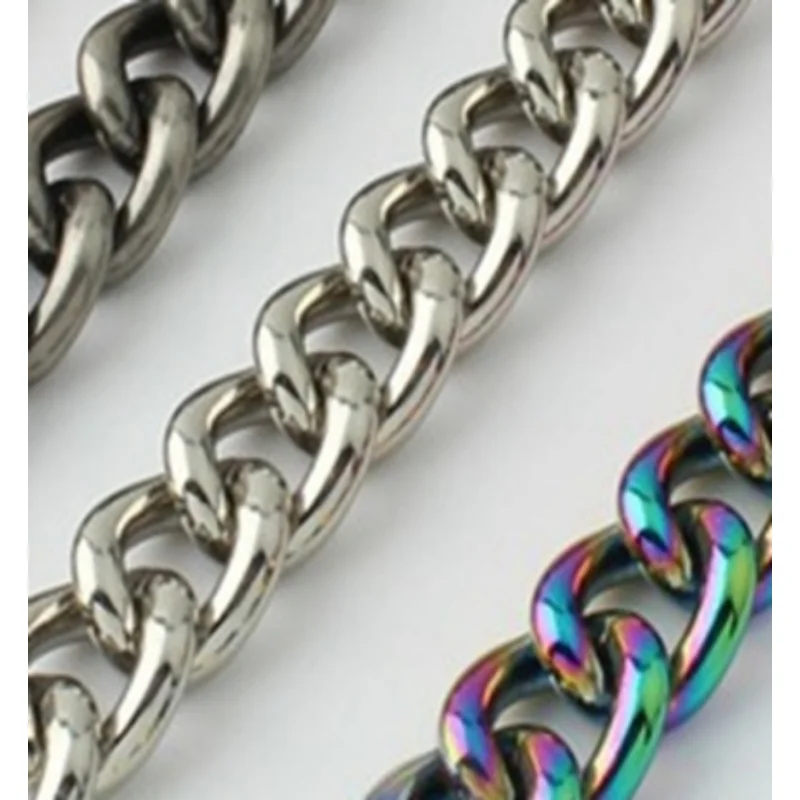 22mm 13mm Rainbow Aluminum Chain Light Weight Bags Purses Strap Accessory Wholesale 30-140CM Bag Chain Strap