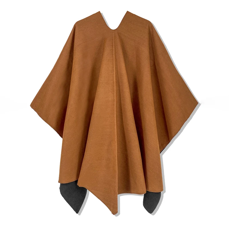 Women Poncho Winter Warm Shawl Double Sided Designer Thickening Blanket Luxury Scarf Female Cloak Cashmere Pashmina Cape Stole