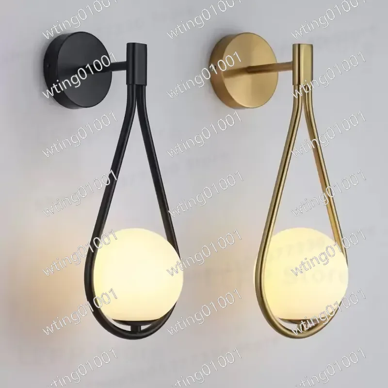 for Modern LED Wall Lamp Metal Glass Nordic Style Living Room Bedroom Bedside Decoration Lighting Fixture Fashion Home