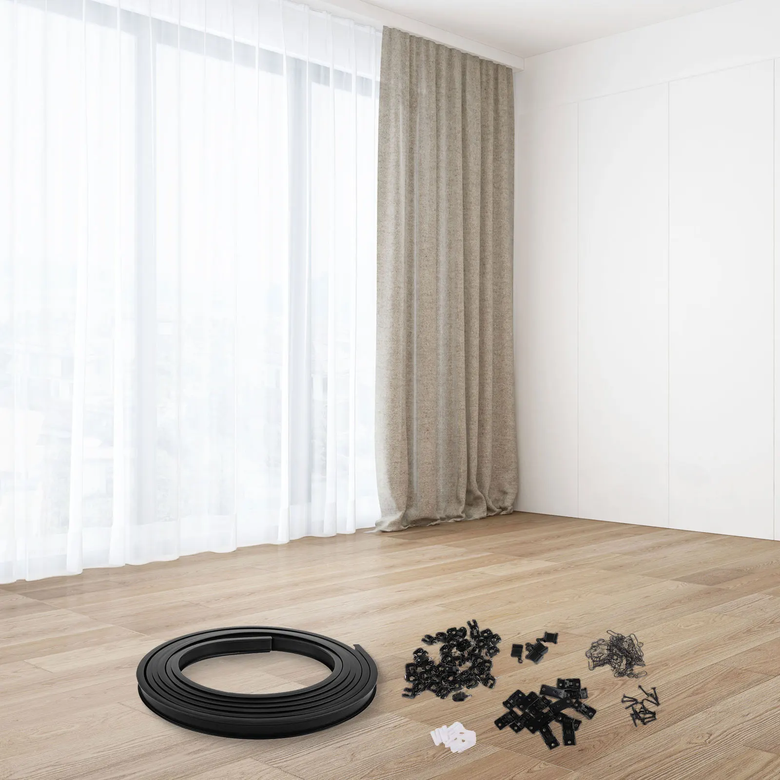 

For Professional Installations Curtain Track Kit Black Curtain Track Suitable For Multiple Settings 5 Meter Curtain Track