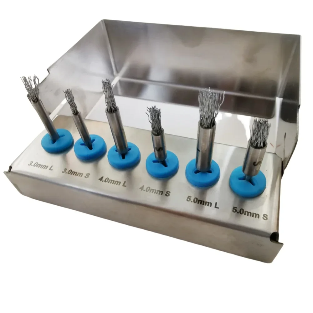 6Pcs/set Dental Debridement Peri-Implantitis Implant Surface Threads Cleaning Brush High Quality Titanium Brush Autoclavable