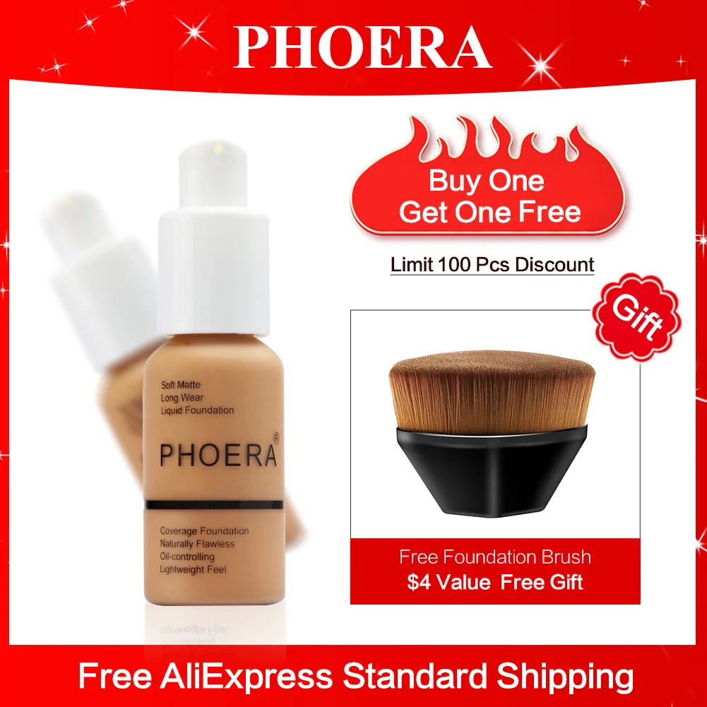 30ML PHOERA Foundation Makeup Base Cream Mineral Touch Whitening Concealer Soft Matte Oil-control Hot Deals Foundation TSLM1