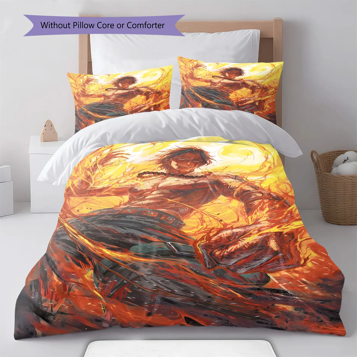 One Piece Luffy Close Up Chibi Bedding Set Anime Duvet Cover Polyester Soft Bed Linen Set -QJY