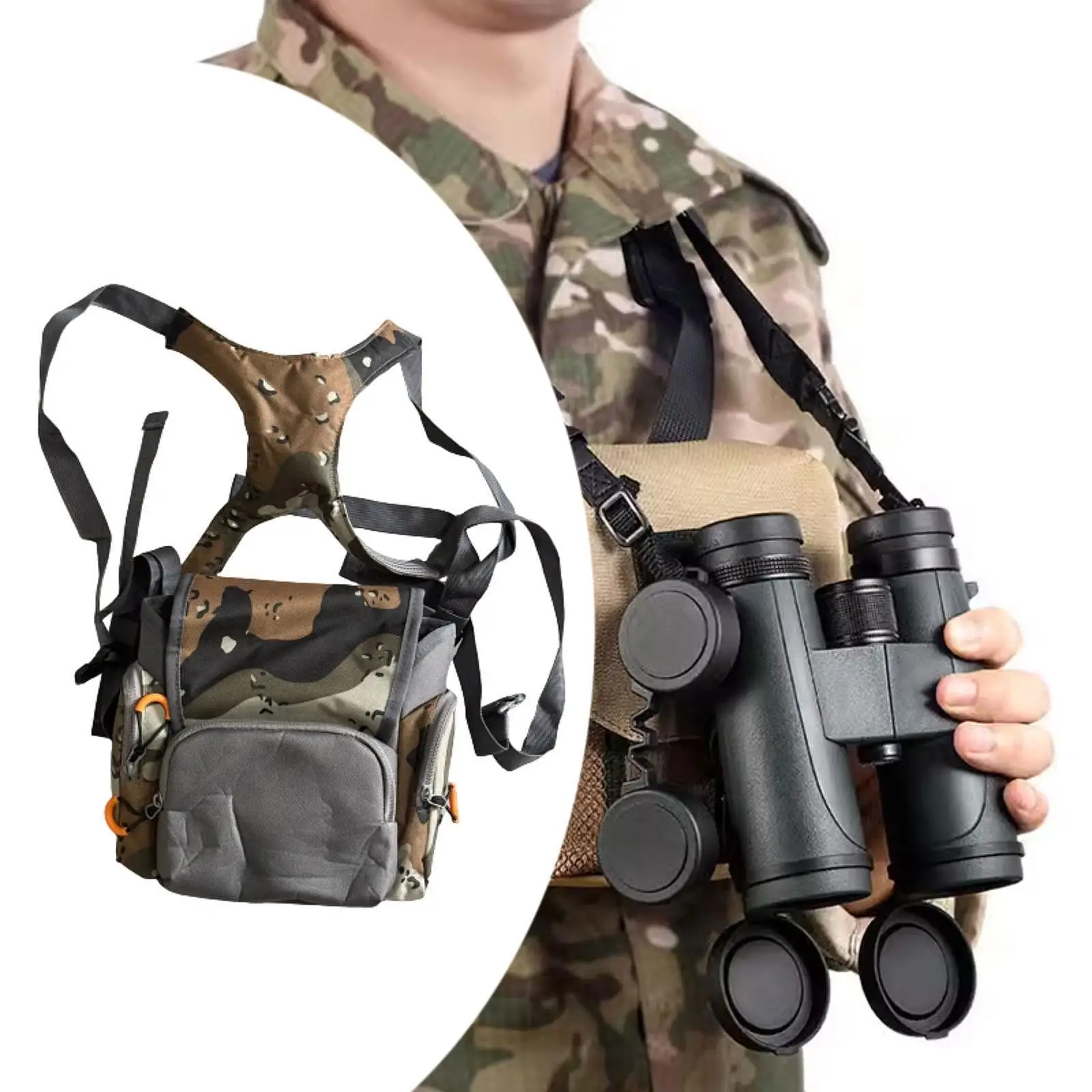 حزمة صدر بحزام مجهر، سعة تخزين كبيرة، حقيبة بينو متعددة الجيب لحقائب الظهر والتسلق والمشي لمسافات طويلة والصيد والتخييم