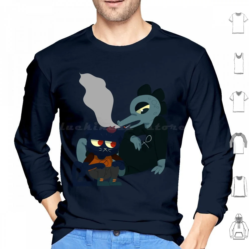 Mae And Bea Hoodies Long Sleeve Night In The Woods Indie Indie Dev Vg Video Games 2d Cat Crocodile Alligator Hipster