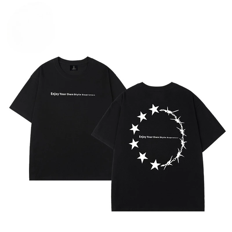 الأمريكية الرجعية عادية فضفاض الجولة الرقبة قصيرة الأكمام تي شيرت الرجال والنساء الشارع تنوعا تي شيرت 2026 الصيف الأصلي