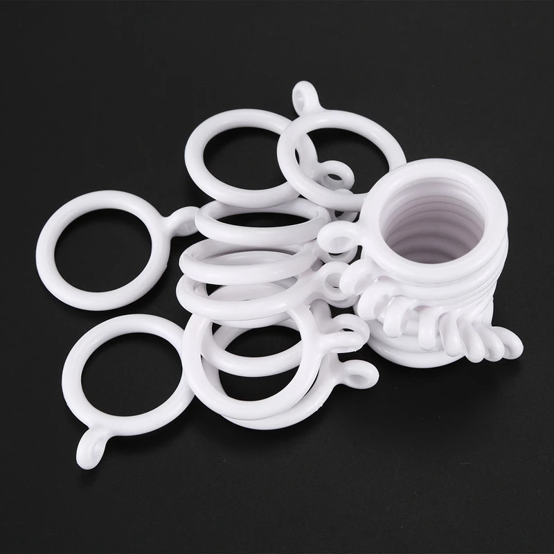 Inner Plastic Curtain Rings, branco, 60X, 25mm