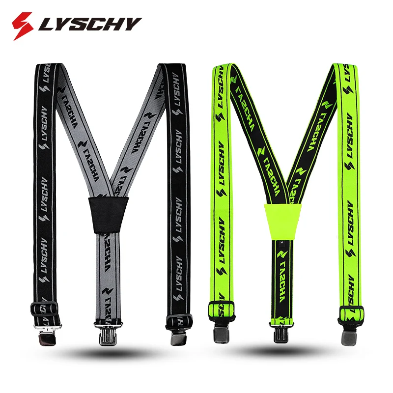 LYSCHY Adjustable Y-Back Suspender Straps Heavy Duty Pant Braces Size M/L for Motorcycle Racing Pants Snow Pants Jeans Work