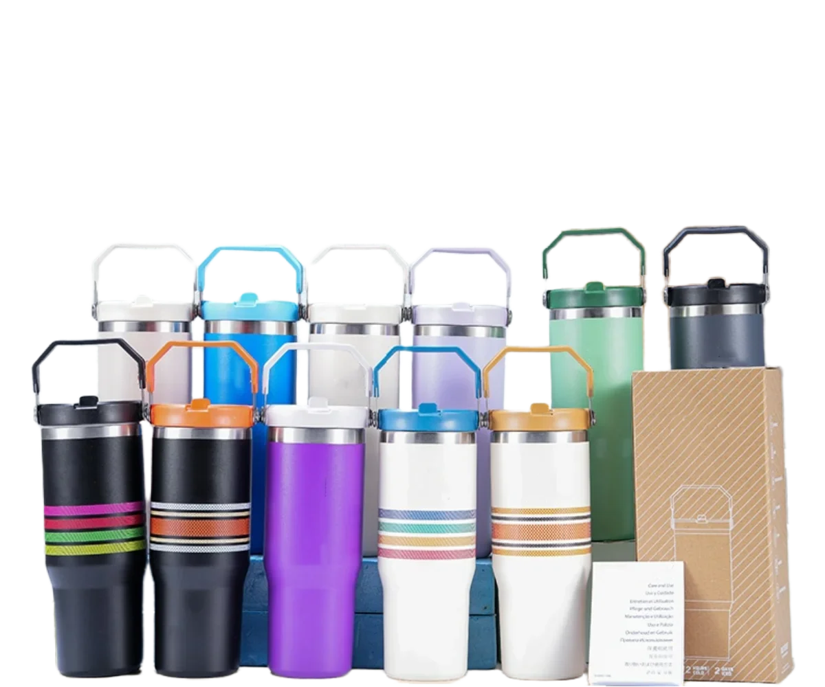 2024 SL Tumbler 30oz Stainless Steel Car Mug with Handle Straw Double Wall Thermal Iced Travel Vacuum Insulated Coffee Cup