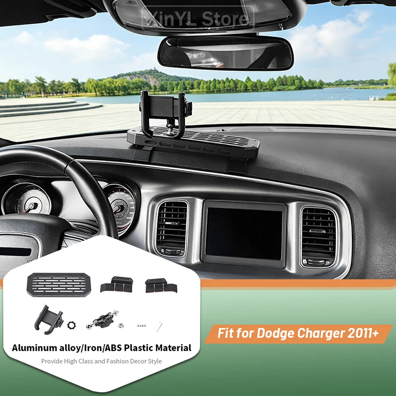 Acessórios de Interior para Carro Dodge Charger 2011 em diante, Suporte para Telefone no Console Central, Organizador de Armazenamento