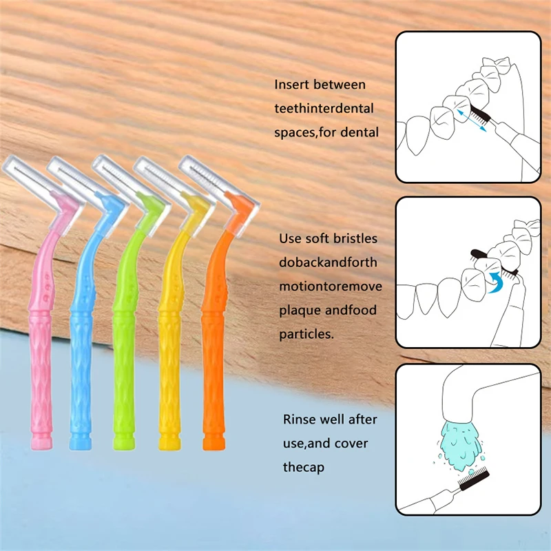 10pcs Interdental Brush For Orthodontic Clean Between Teeth Dental Oral Hygiene Microbrush Mini Brush With Dust Cover
