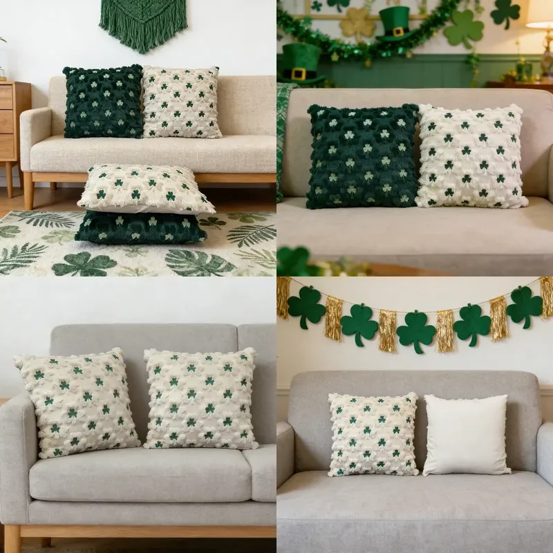 Cross-border Patrick's Day embroidery pillow cover without core American living room sofa pillow pillow solid color cushion