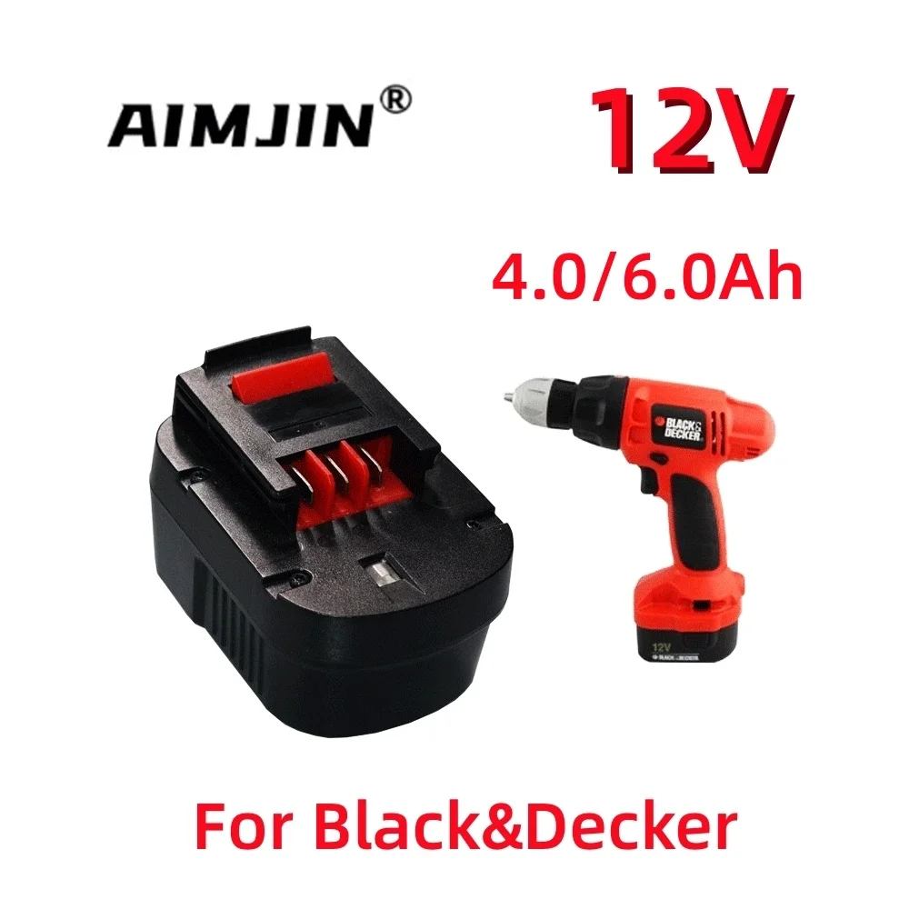 12V 4.0/6.0Ah akumulator narzędziowy do Black & Decker A12 A12EX FSB12 FS120B A1712 HP12K HP12 Ni-MH wymienna bateria wiertarka