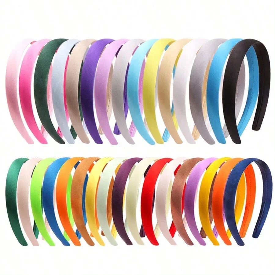 

12pcs Satin Headbands 1.5cm Width Slip-Resistant Hairband For Women Assorted Colors