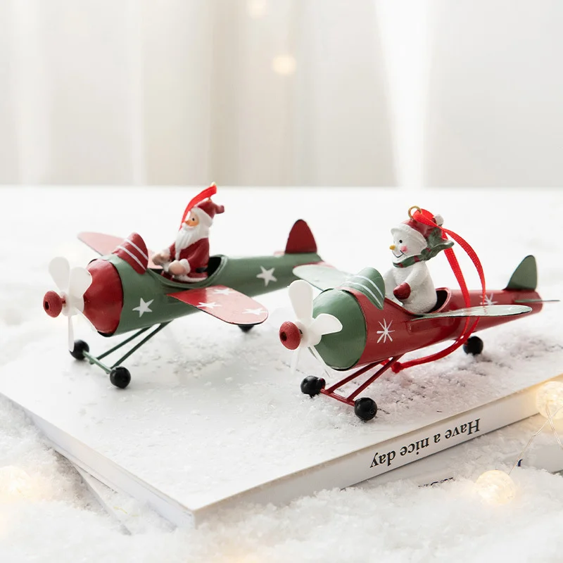 Retro Iron Christmas Pendant Antique Style Santa Claus Sleigh Christmas Tree Hanging Decoration Ornaments Snowman Decorative