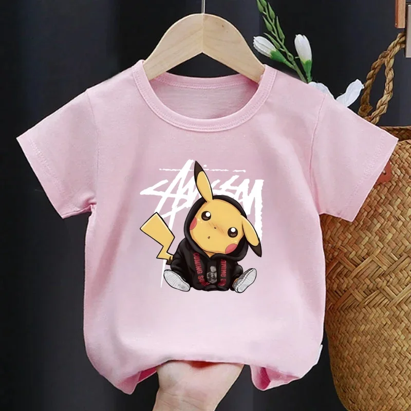 Anime Pokémon Cute T-shirt Anime Game Cartoon Cotton Streetwear Short Sleeve Casual Loose Short Sleeve Clothes Tops