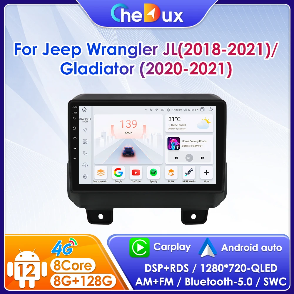 

Chedux Android 12 Car Radio for JEEP Wrangler 2018 2019 2020 2021 Gladiator 2020 2021 Carplay Car Multimedia Player Android Auto