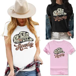 Howdy T-Shirt kobiety Cowgirl ubrania Vintage Rodeo Western odzież Country muzyka koszulki z nadrukami moda letnia z krótkim rękawem topy