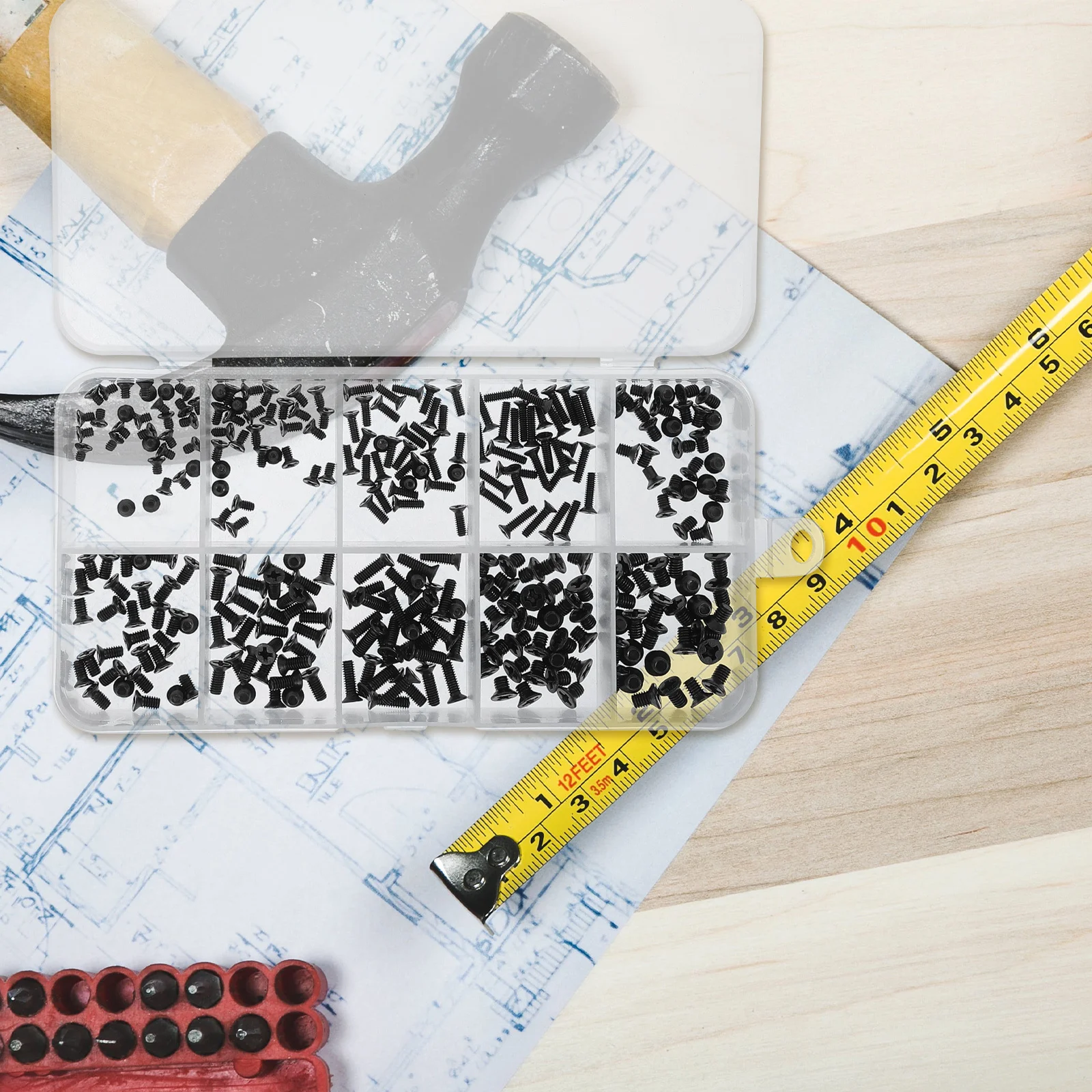 

300 pcs Black Flat Head Screws Oxide Coated Corrosion Resistant For Indoor Outdoor Use Machine Screw Kit Pan Head Screw