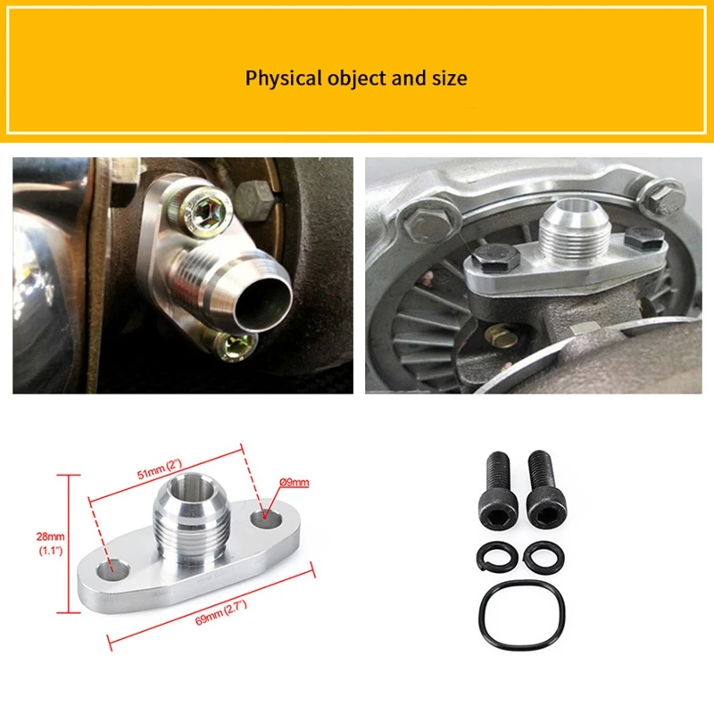 Комплект адаптеров прокладки впускного фланца подачи масла турбонаддува для 10AN T3/T4, комплект адаптеров прокладки адаптера алюминиевого турбокомпрессора