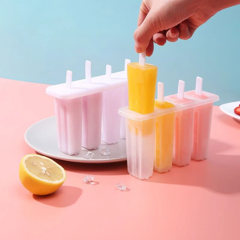 1Pc 4Cell Ice Cream Popsicle Mold DIY Ice Cream Machine Homemade  Summer Children Ice-lolly Mold Ice Tray Kitchen Gadgets.