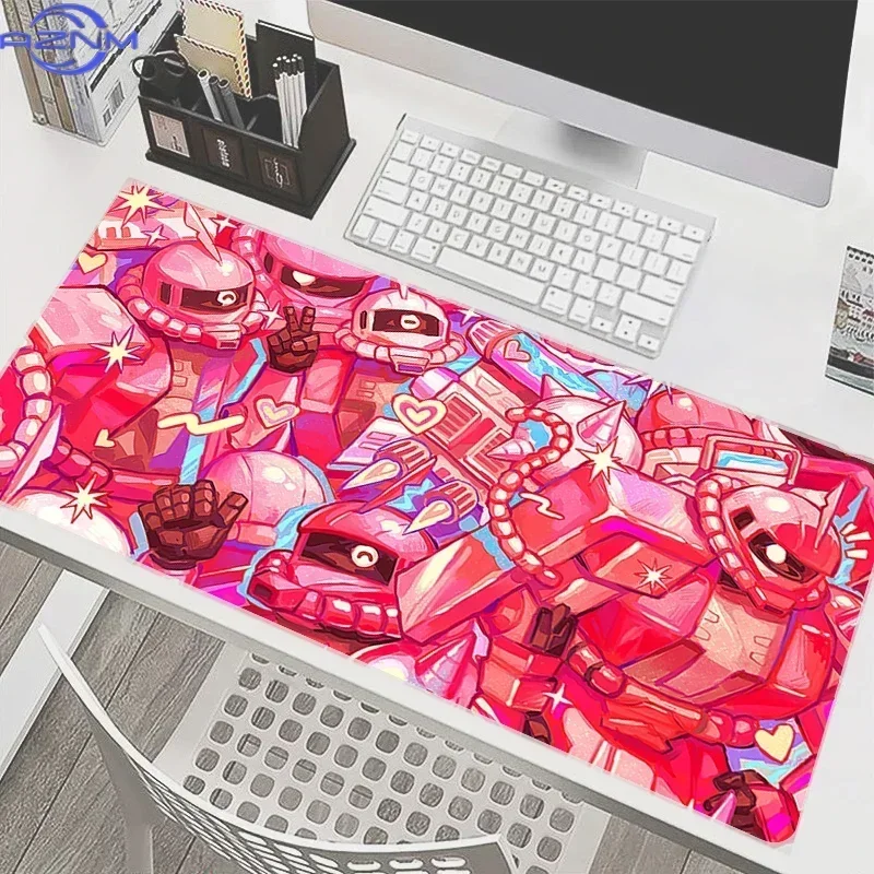 Cute Pink Cartoon Mecha Mouse Pad, Rubber Non Slip Gaming Desk Mat, Lovely Heart And Star Robot Art Mouse Pad for Desktop Game O