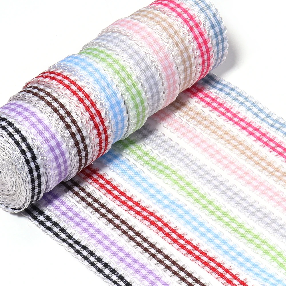 5 Yards Neue 10mm Plaid Baumwolle Band Hochzeit Weihnachten Dekoration DIY Nähen Stoff Handgemachte Bogen Bänder Blume Geschenk Verpackung – Detail 3