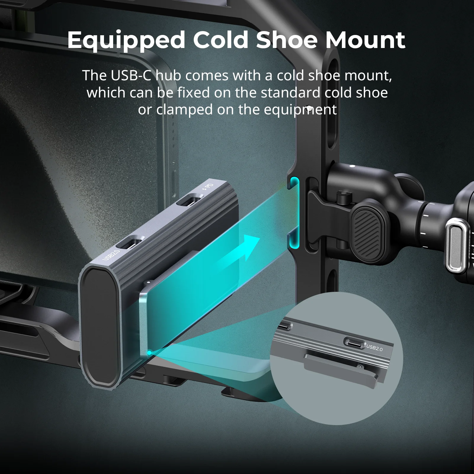 Hub USB-C SmallRig 4 in 1 PD/USB-C 3.1/USB-C 2.0 con adattatore audio, per riprese mobili di video ProRes a 4K 60fps -4598