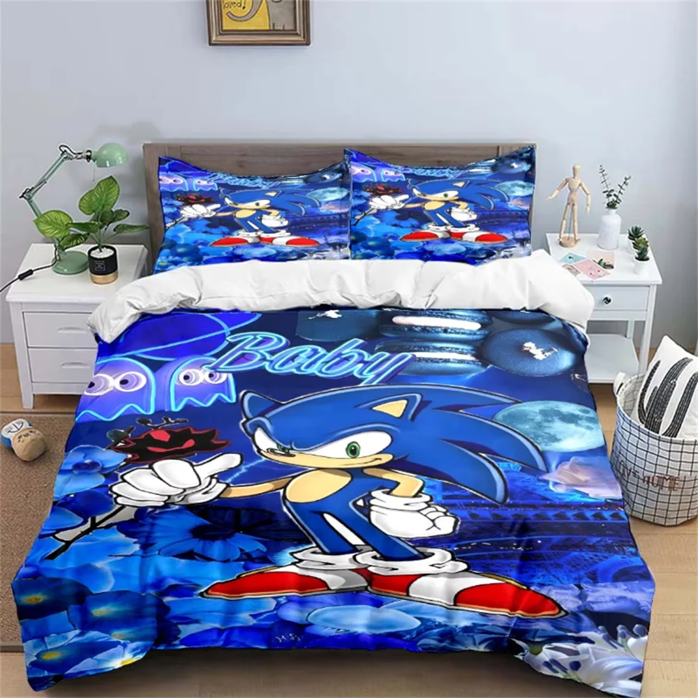 3D Exquisite Cartoon Hedgehog Wallpaper Anime Digital Printing Bedding Set Duvet Cover Comforter Bed Youth Kids Girl Boys Gift