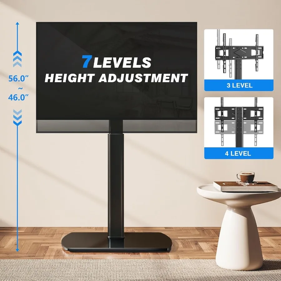 حامل تلفزيون عالمي مع حامل لأجهزة تلفزيون LCD LED OLED مقاس 2770 بوصة، ارتفاع دوار قابل للتعديل، حامل تلفاز طويل القامة، تصميم موفر للمساحة f #3
