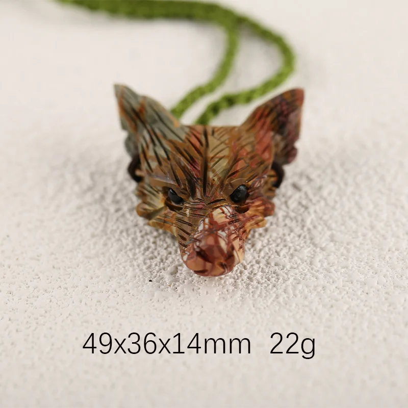 Natural Fashion Carved Howlite and Multi-Color Picasso jasper intarsia wolf head Pendant Bead 49x36x14mm 22g