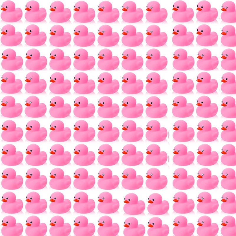 1-100 Uds. Patos de goma rosas, juguetes, patos de goma chirriantes, lindos patos flotantes para recuerdos de fiesta de cumpleaños, premios de