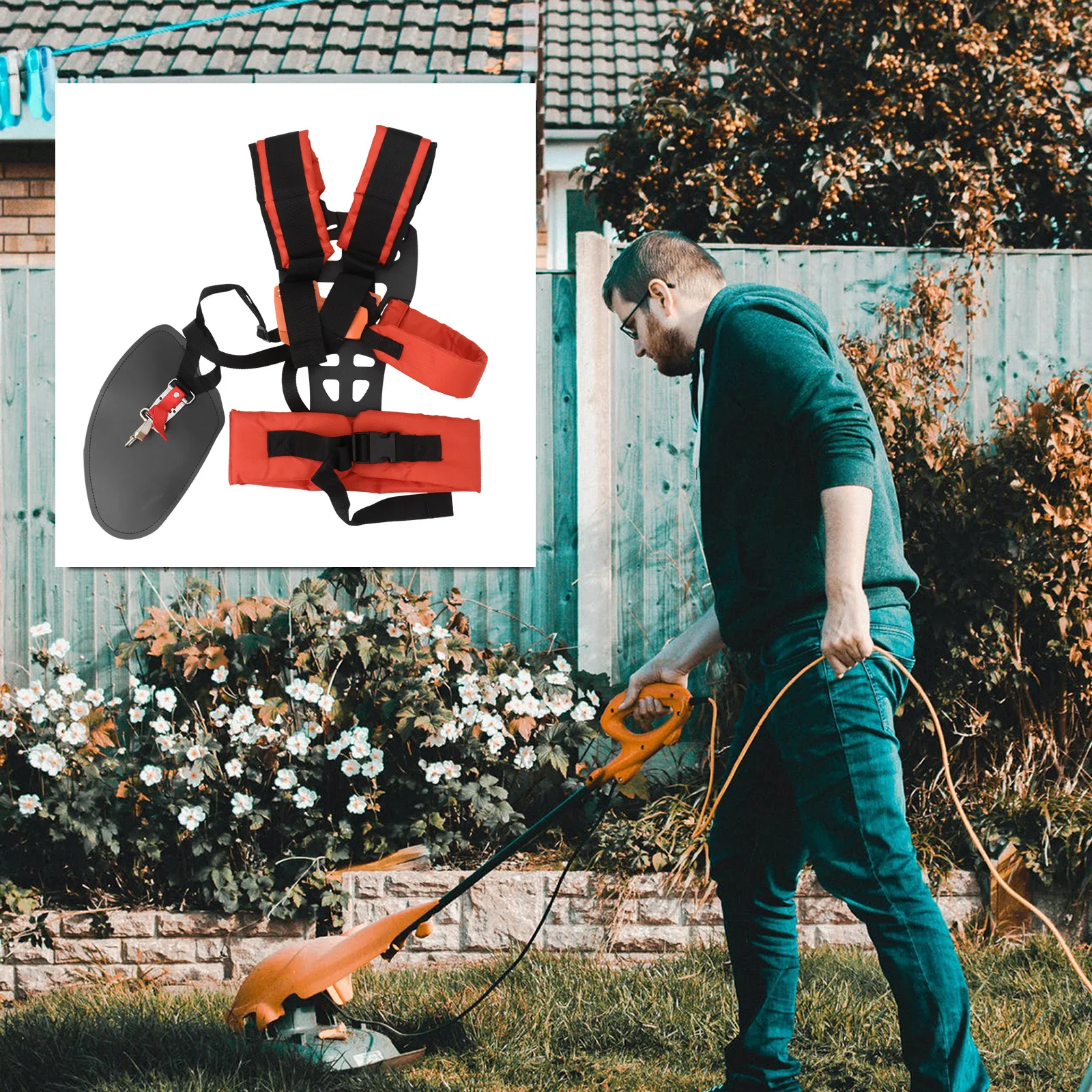 

Lawn Mower Strap Padded Trimmer Belt Shoulder Harness Adjustable W Shape Softening Pad Suitable Strimmers Brush Cutters