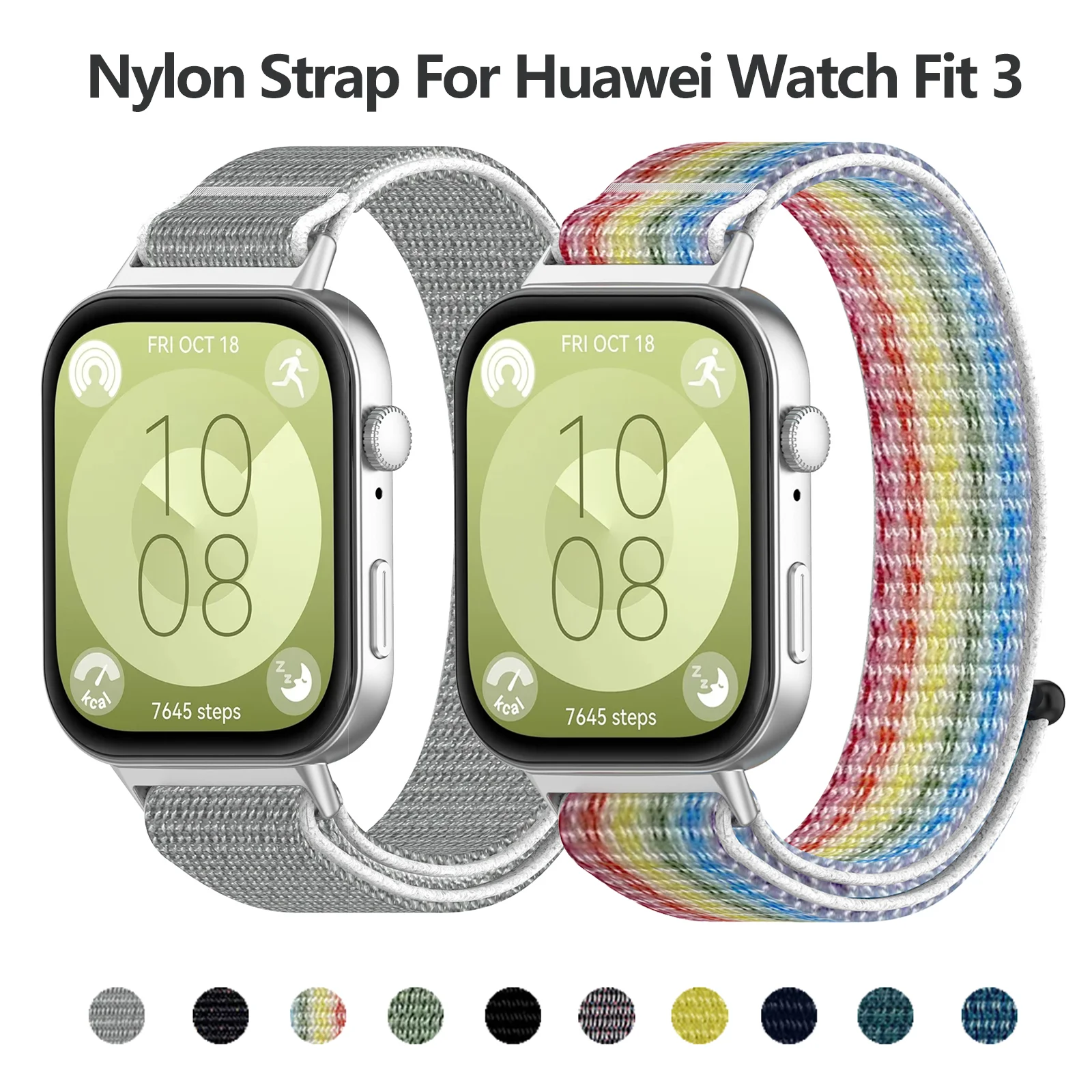 สายรัดข้อมือไนลอนสำหรับนาฬิกา Huawei สายรัดข้อมือแบบ3ถักทอสายเปลี่ยนได้สำหรับ Huawei Watch Fit 3สายนาฬิกาอัจฉริยะ