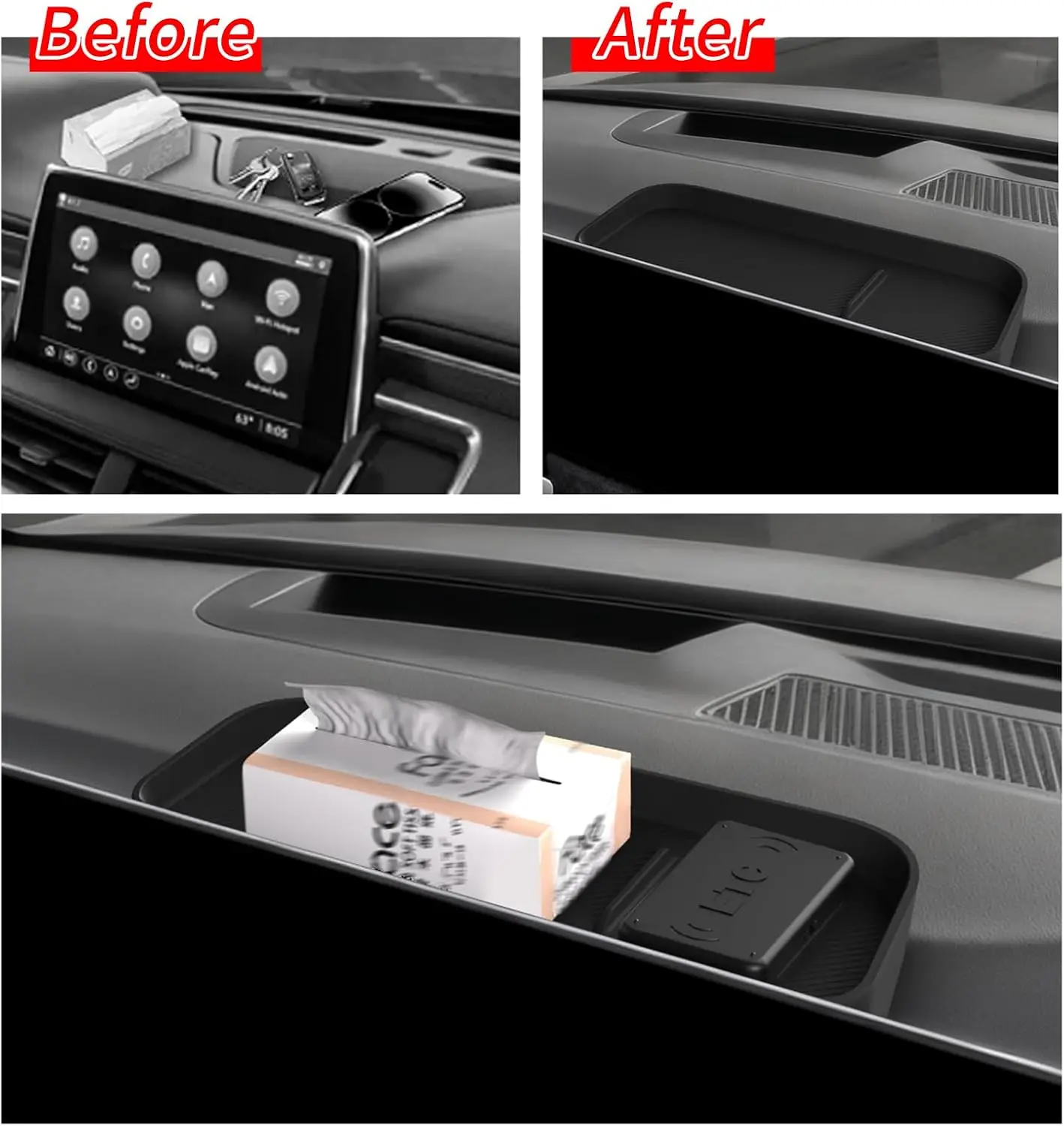 Armaturenbrett-Aufbewahrungsbox für Kia EV3 2025 2024 | Hinter dem Bildschirm Aufbewahrungsbox Silikon-Mittelkonsolen-Displaybox Verstecktes Fach – Detail 5