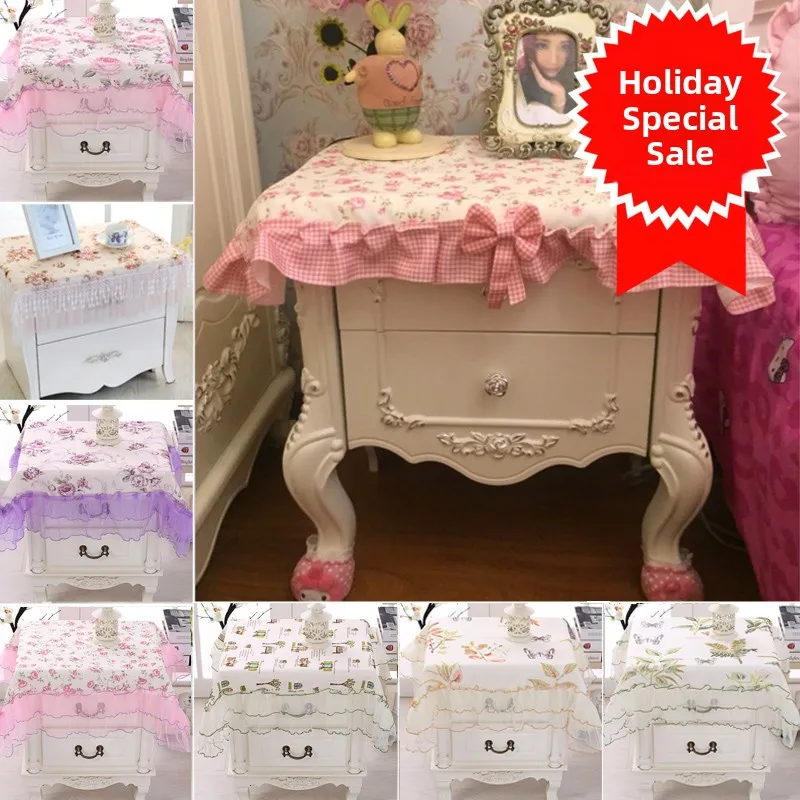 European Style Bedside Table Cover Cloth Dustproof Lace Tablecloth Dining Table Cover Universal Protective Towel Korean Style