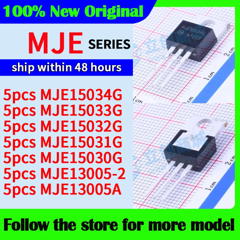 5 stks/partij MJE15034G MJE15033G MJE15032G MJE15031G MJE15030G MJE13005-2 MJE13005A Hoge kwaliteit Nieuwe