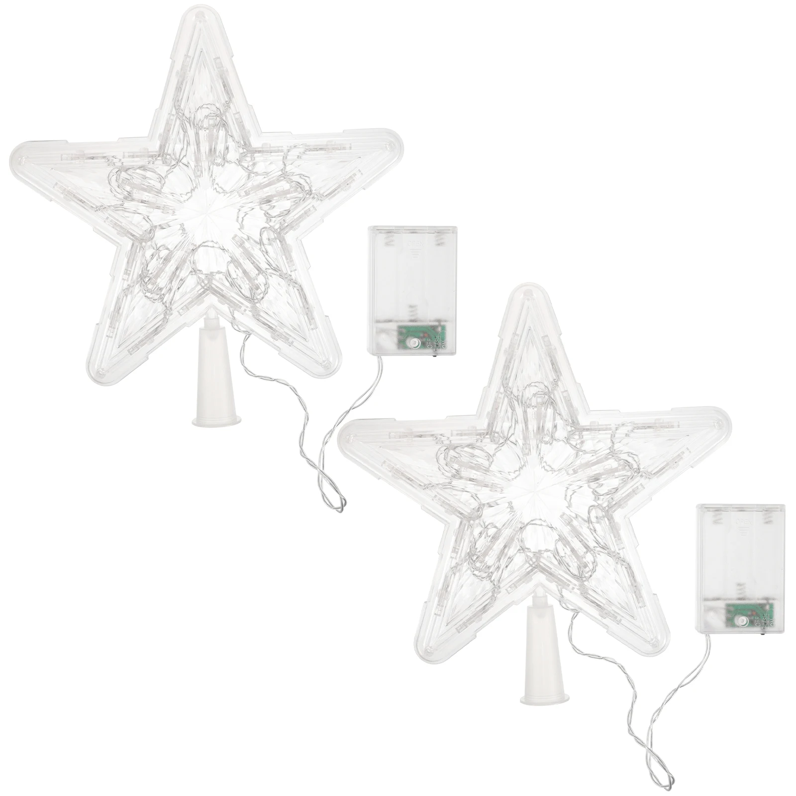 2 Pcs Christmas Tree Lighted LED Star Decoration Small Topper Simple Toppers Pentagram Banquet