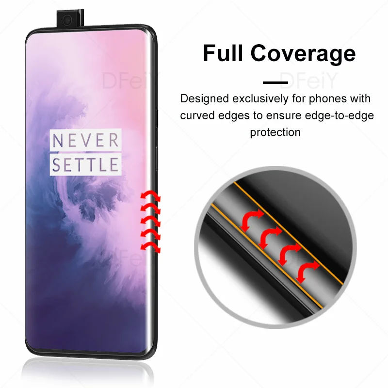 DFeiY UV Glass for OnePlus 7 Pro Full Coverage UV Screen Protector for OnePlus 7T Pro Tempered Glass Film