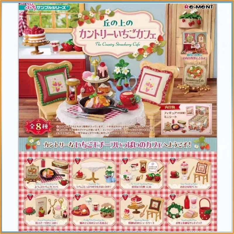 

In Stock Re-Ment Country Theme Strawberry Cafe Miniature Scene Realistic Exquisite Model Figurine Blind Box Toy Gift For Fans