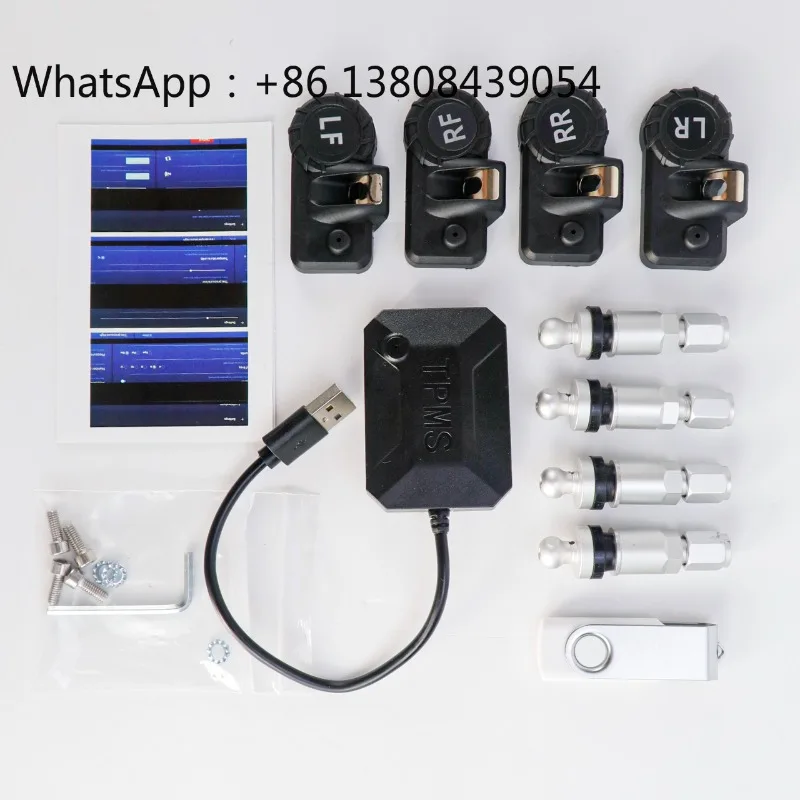 Factory 8 Bar 4 Valves Car Auto Tire Pressure USB Digital Alarm Security Sensor Universal Internal Universal Tire Pressure