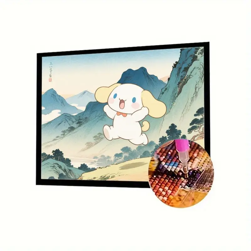 

1 шт. 5D полный дрель комплект алмазной живописи, милый персонаж Cinnamoroll в японском стиле укиё-э, дизайн горного пейзажа, сделай сам Rhin