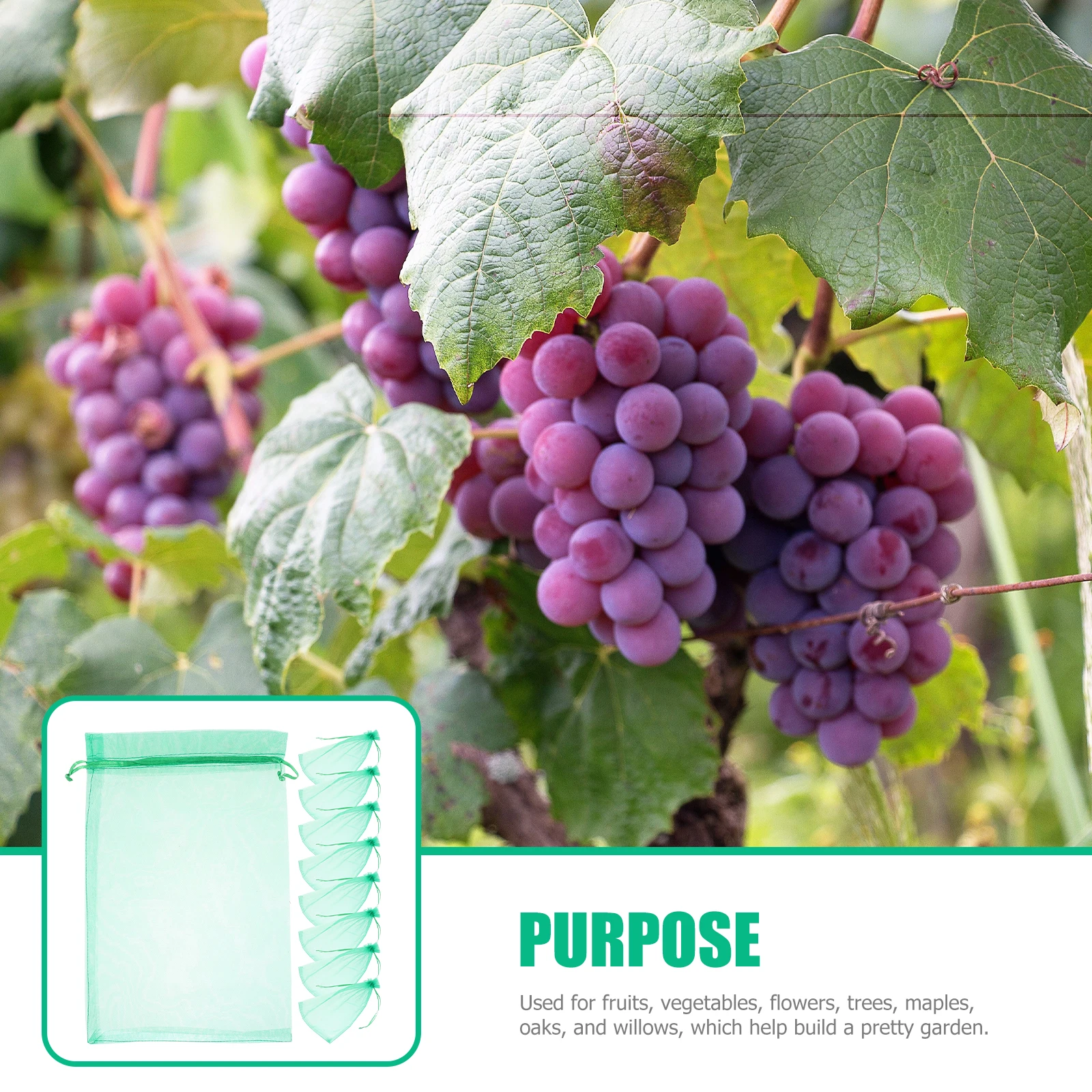 

50 Pcs Fruit Protection Bags 20x30cm Green Mesh Netting Anti Pest breathable reusable Gardening Plant Cage Support