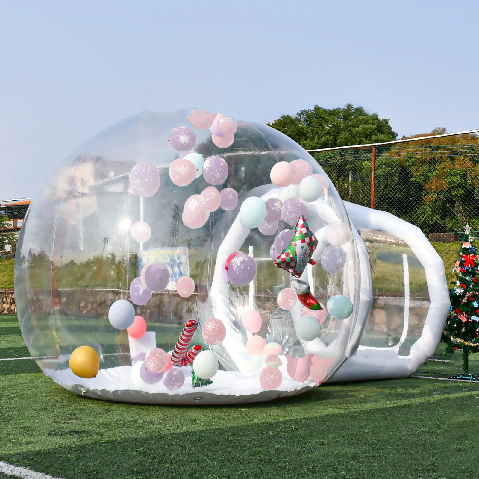 Popular Sale Balloon Bubble Tent Transparent Dome Camping Jumping Inflatable Ballon House With Bouncy Bottom