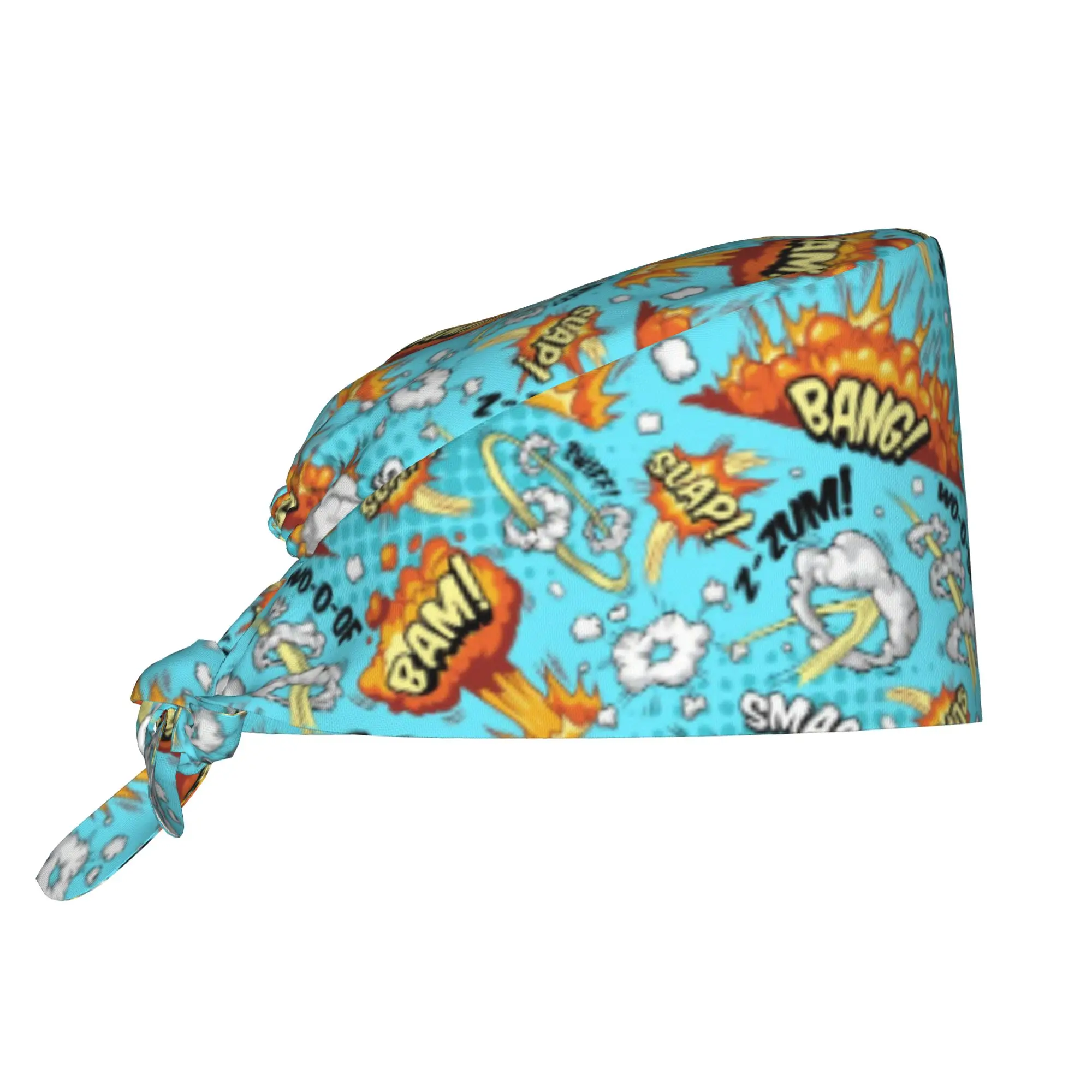 Comic Book Breathable Nursing Work Cap Surgical Scrub Caps Unisex Nurse Medical Cap  Work Scrubs Hat for Hospital Pharmacy