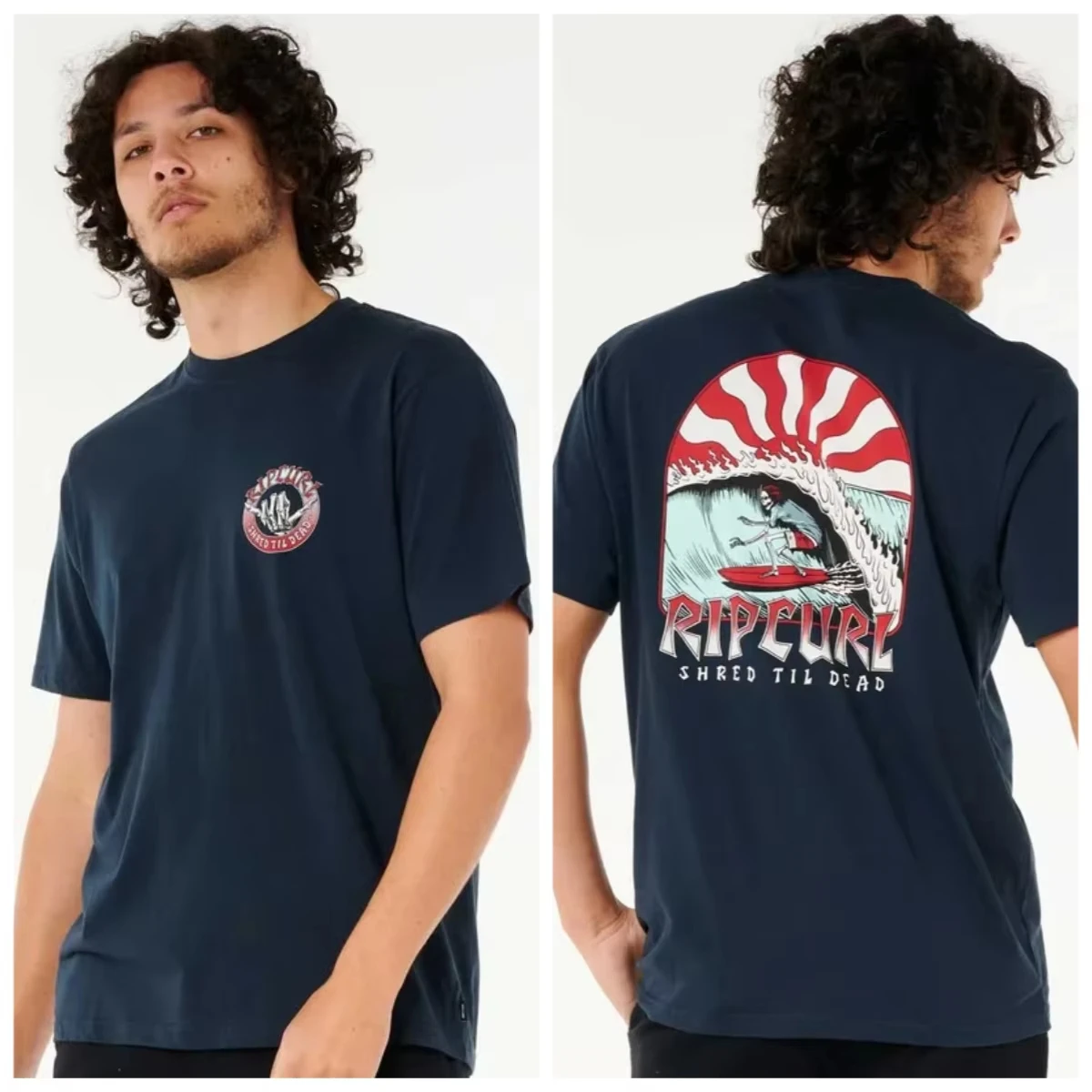 

Новая мужская футболка с буквенным принтом Rip Curl, летняя футболка с короткими рукавами для занятий спортом на открытом воздухе, серфинга, фитнеса, с короткими рукавами