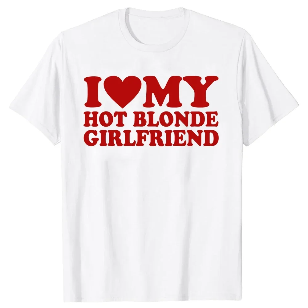 Unisex 'I Heart My Blonde Hot GF' Graphic T-Shirt Funny Relationship Top for Men Kids Streetwear Style Tee Gift for Girlfriend